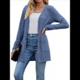 thumbnail image 3 of Cárdigan de Otoño para Mujer, de Punto Suave, de Larga, Abierto Al Frente y con Bolsillos. Azul S, 3 of 8