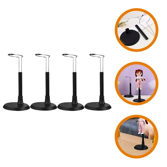 WEAVILUX 4pcs Puppet Stand Holder for Dolls Stable Hold in Black and Stainless Steel