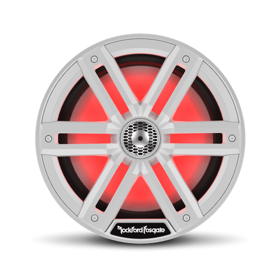 Rockford Fosgate M2-8 Color Optix 8” 2-Way Coaxial Multicolor LED Lighted Marine Speakers - White / Stainless (Pair)