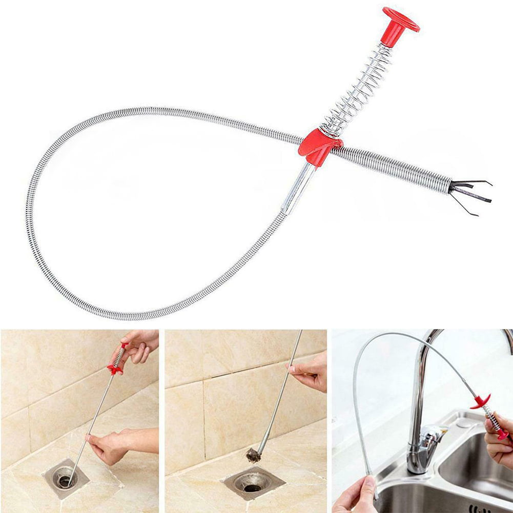 Kitchen Sewer Dredging Device Tools Spring Pipe Sink Cleaning Hook 60cm Useful 