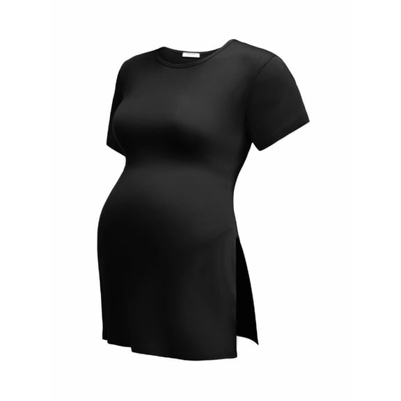 Weardear Maternity Shirts Side Split Tops Short Sleeve Crew Neck Tops(1 pack )