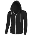thumbnail image 5 of INSPIRE CHIC Men's Hoodies Long Sleeves Solid Zip Up Knit Sweatshirt Jackets Black XL, 5 of 6