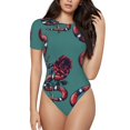 thumbnail image 1 of Fotbe Snake And Rose Body de Mujer con Cuello Redondo y Mangas Cortas, Sin Mangas Ajustado, Suave, Cómodo y Básico-Small, 1 of 7