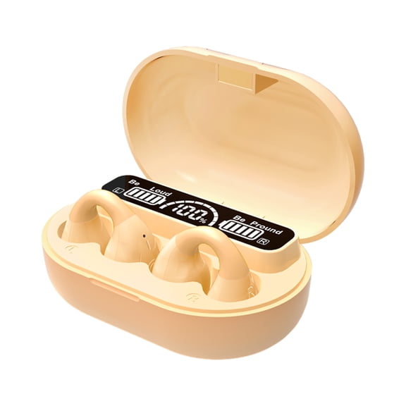 LACKUST Open-Ear Bluetooth 5.3 Earbuds with Ear Hooks - 40dB ANC, 10mm Drivers, Secure Fit for Workout/Running, HIFI Sound, Beige