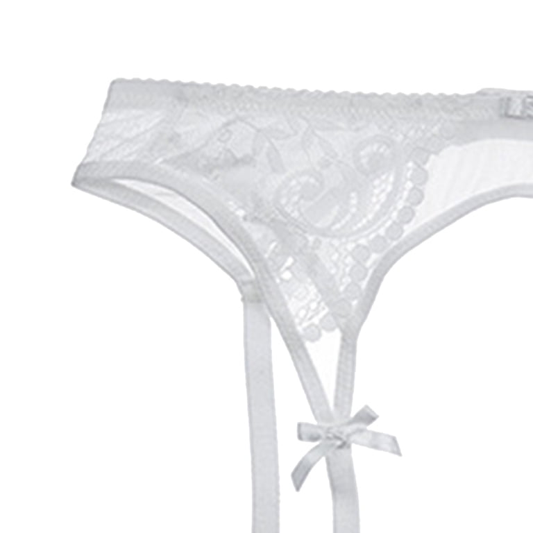 Chuancc Garter Belt and Thigh Highs Set Thigh Belt Women's Lace Embroidery  See Through Garter Belt Garter Belt for Thigh Highs White 2XL