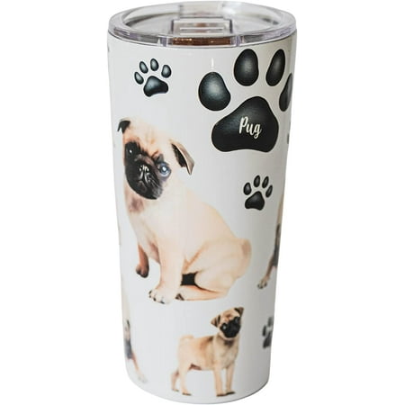 

Pug Insulated Tumbler With Lid 20 oz - Perfect For Dog Moms Dads Lovers - Pug Insulated Mug - Tumbler Dog Breed Design - Dishwasher Safe Non-Slip Base - Unique For Dog Parents