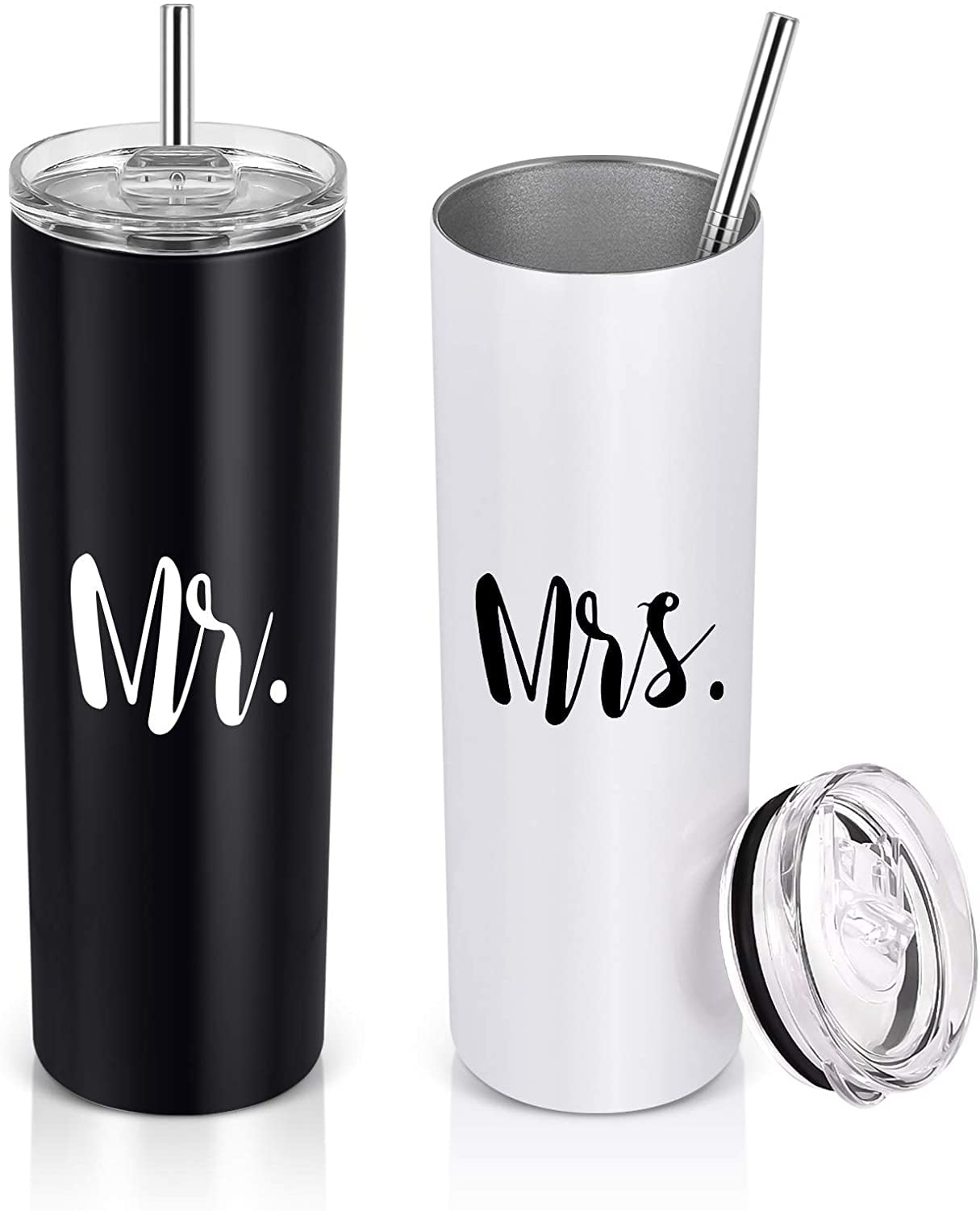 Personalised Skinny Tumbler with Straw Metal Cup 20oz Stainless Steel Birthday gift for Her Bridesmaid Gift Wedding Travel