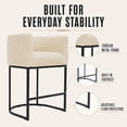 thumbnail image 5 of ClinQ Counter Height Bar Stool Set of 3, 26 in Fabric Upholstered Seat, Metal Legs for Indoor Dining Room and Kitchen Island, Camel, 5 of 12