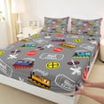 thumbnail image 4 of Castle Fairy Cartoon Train Pattern Queen Sheet Sets 4 Pieces for Boys, Ticket Print Bed Set for Bedroom, Gray Red, 4 of 6
