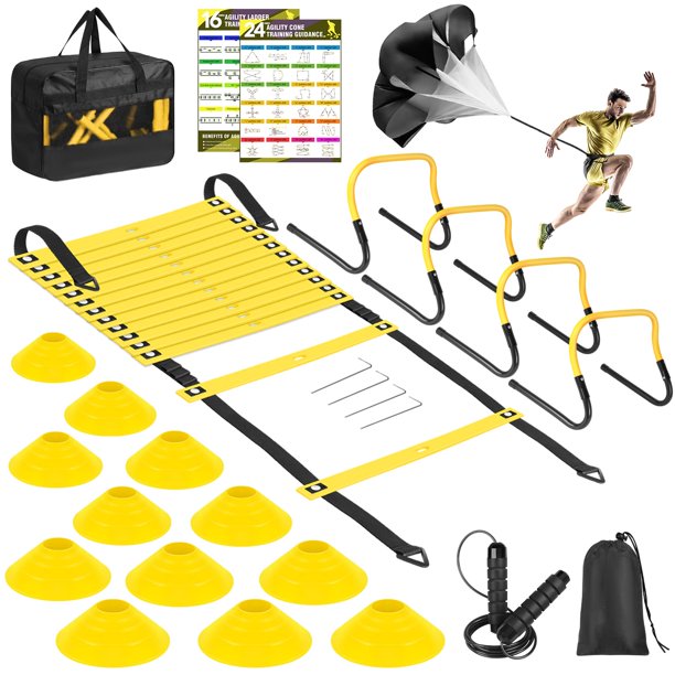 Set de equipo de entrenamiento de velocidad y agilidad BORNEW con escalera de 6 m