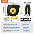 thumbnail image 4 of VEVOR Retractable Extension Cord Reel, 45 FT, Heavy Duty 12AWG/3C SJTOW Retractable Power Cord with Lighted Triple Tap Outlet, 15 Amp Circuit Breaker 180° Swivel Bracket for Ceiling or Wall Mount, 4 of 9