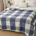 thumbnail image 5 of 1pc Summer Cooler Quilt, Cold Blanket for Sleeping Plaid Style Throw Blanket for Couch Ice Blanket for Hot Sleepers Lightweight Cooling Throw for Summer, Skin Friendly, 55-57In L×39.3In W, Blue, 5 of 8
