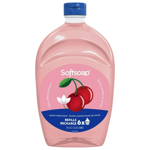 Softsoap Savon Liquide pour les Mains en Édition Limitée, Savon Saisonnier pour les Mains, sans Parabène, pH Équilibré, Parfum de Cerisier, Bouteille de Recharge de 1,47 Litre 1,47 L