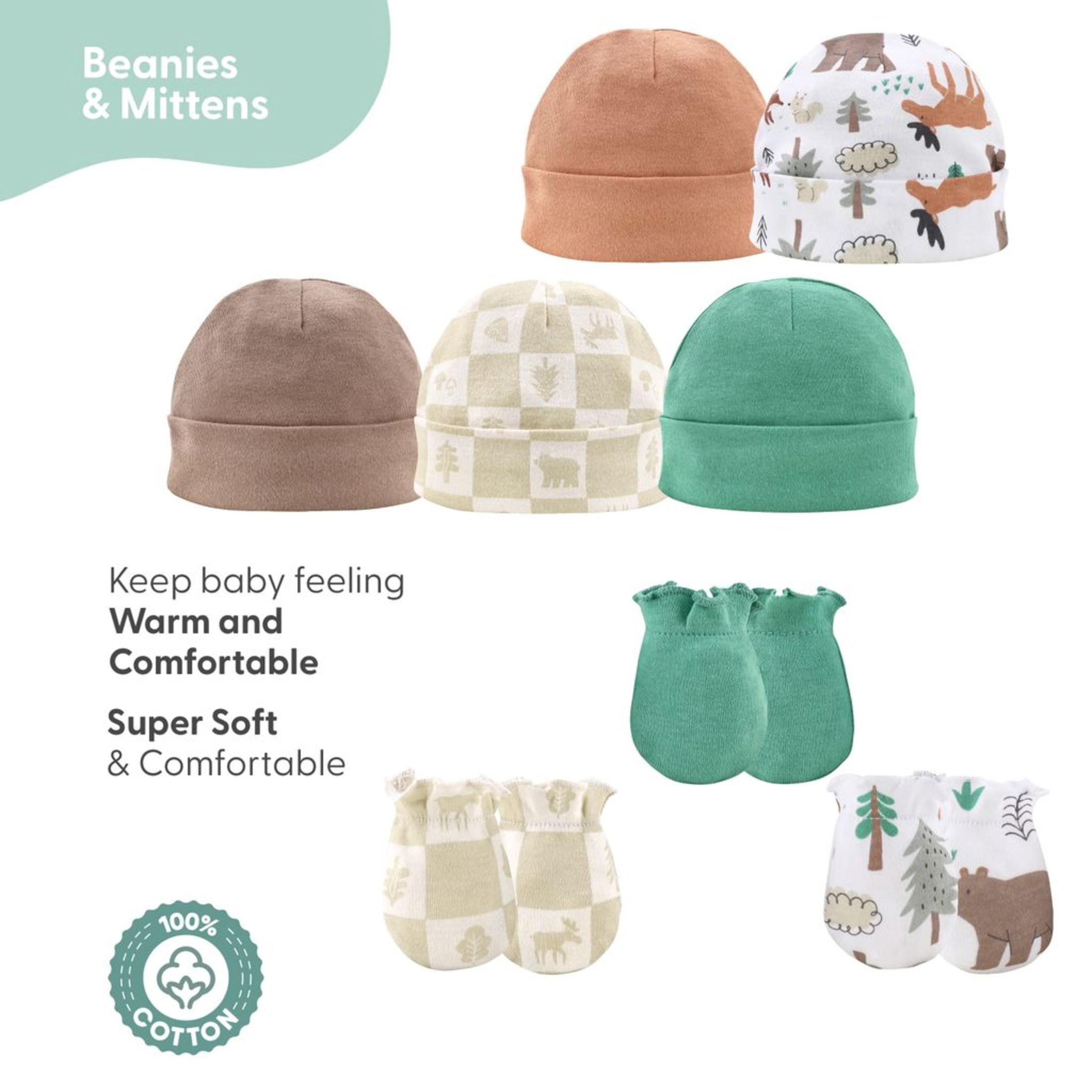 The Peanutshell Newborn Baby Layette Gift Set for Baby Boys, Woodland Animals, 23 Essential Pieces, 0-3 Months