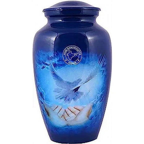 Aluminium Flying Dove Cremation Urn for Human Ashes Adult - Handcrafted Funeral Memorial Urn for Ashes - Large Columbarium Urn - Bag Included (200 Cubic Inches, Bird-4)