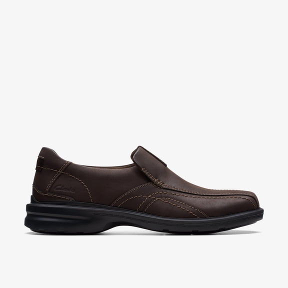 Clarks Mens Gessler Step Dark Brown Leather Loafers
