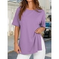 thumbnail image 6 of Weardear 4 Packs Maternity Shirts Split Side Batwing Short Sleeve Pregnancy Tunic Tops, 6 of 7