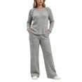 thumbnail image 5 of Atkumj 2 Piece Sweatsuits for Women Soft Crew Neck Long Sleeve Tops and Wide Leg Pants Ribbed Knit Sets Two Piece Versatile Solid Color Slim Fit Loungewear Sets Woman S, 5 of 9