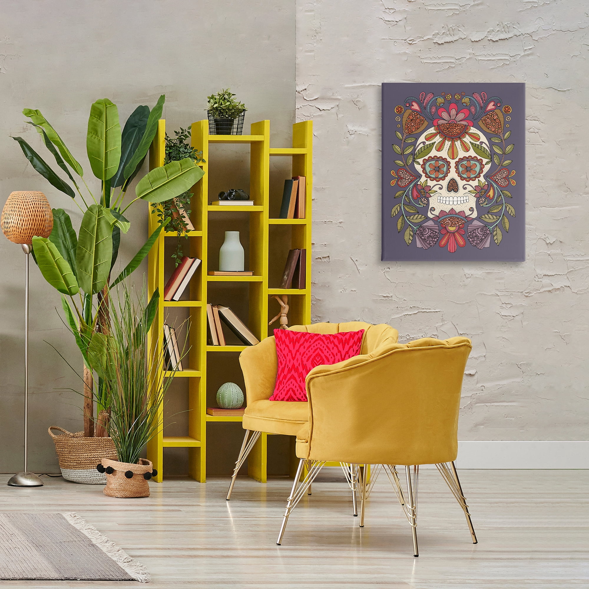 Stupell Industries Patterned Sugar Skull Holiday Painting Gallery Wrapped Canvas Art Print Wall Art, 24 x 30