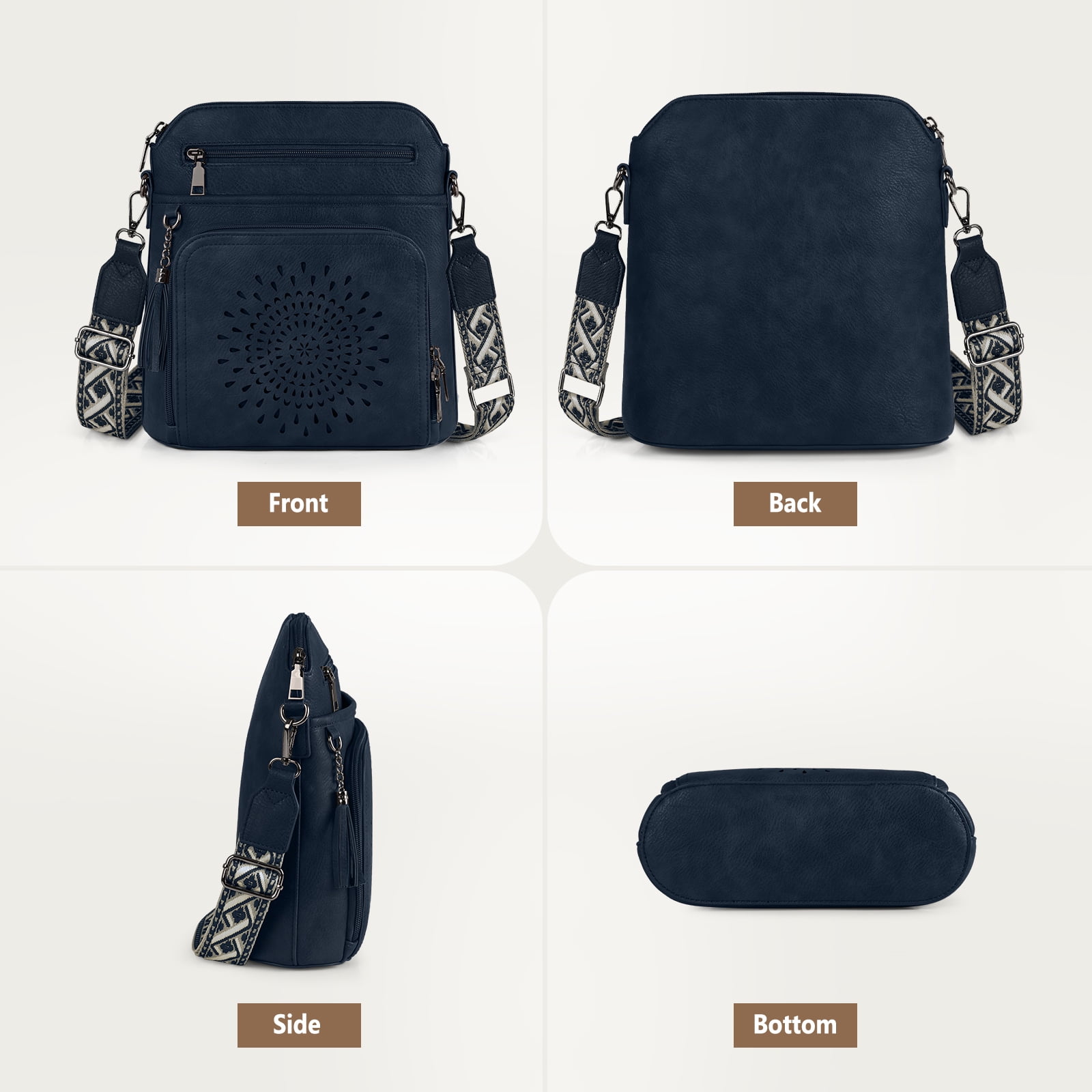 RAINSMORE Crossbody Bags for Women Leather Crossbody Purse Designer Womens Shoulder Handbags Trendy Cross Body Purse,Blue