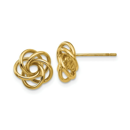 14k Yellow Gold Love Knot Stud Earrings for Women, Intertwined Loop Design Symbolizing Unity and Eternal Bond, Classic Minimalist Style for Daily or Formal Wear