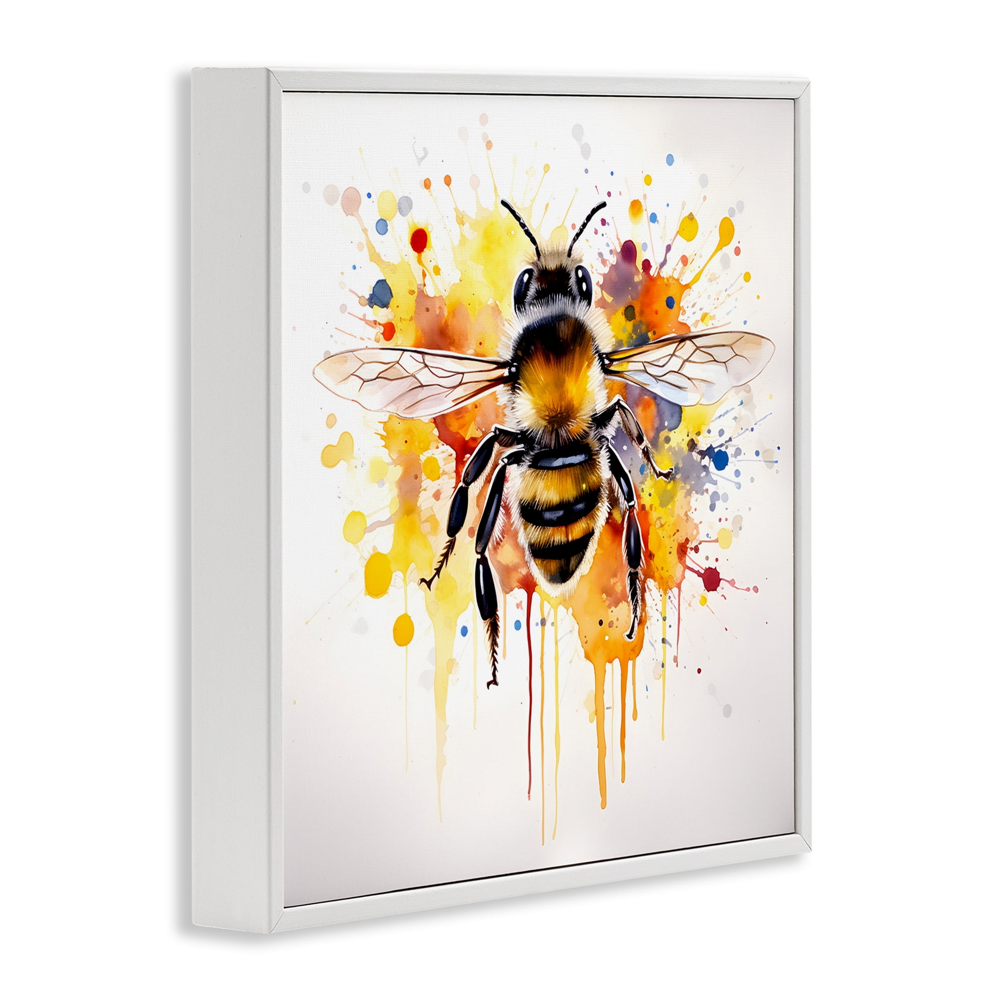 Stupell Industries Watercolor Style Bee Animals & Insects Painting White Framed Art Print Wall Art, 24 x 24