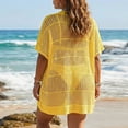 thumbnail image 6 of Maqroz Womens Crochet Cover Up Top Short Sleeve Beach Swimsuit Coverups V Neck Collared Knit Tunic Loose Sheer Mesh Swimwear, 6 of 6
