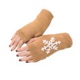 thumbnail image 1 of 1 Pair Knit Half Finger Glove Comfortable Winter Simple Knitting Craft Fingers Covers Hand Mittens with Snowflake Pattern, 1 of 6