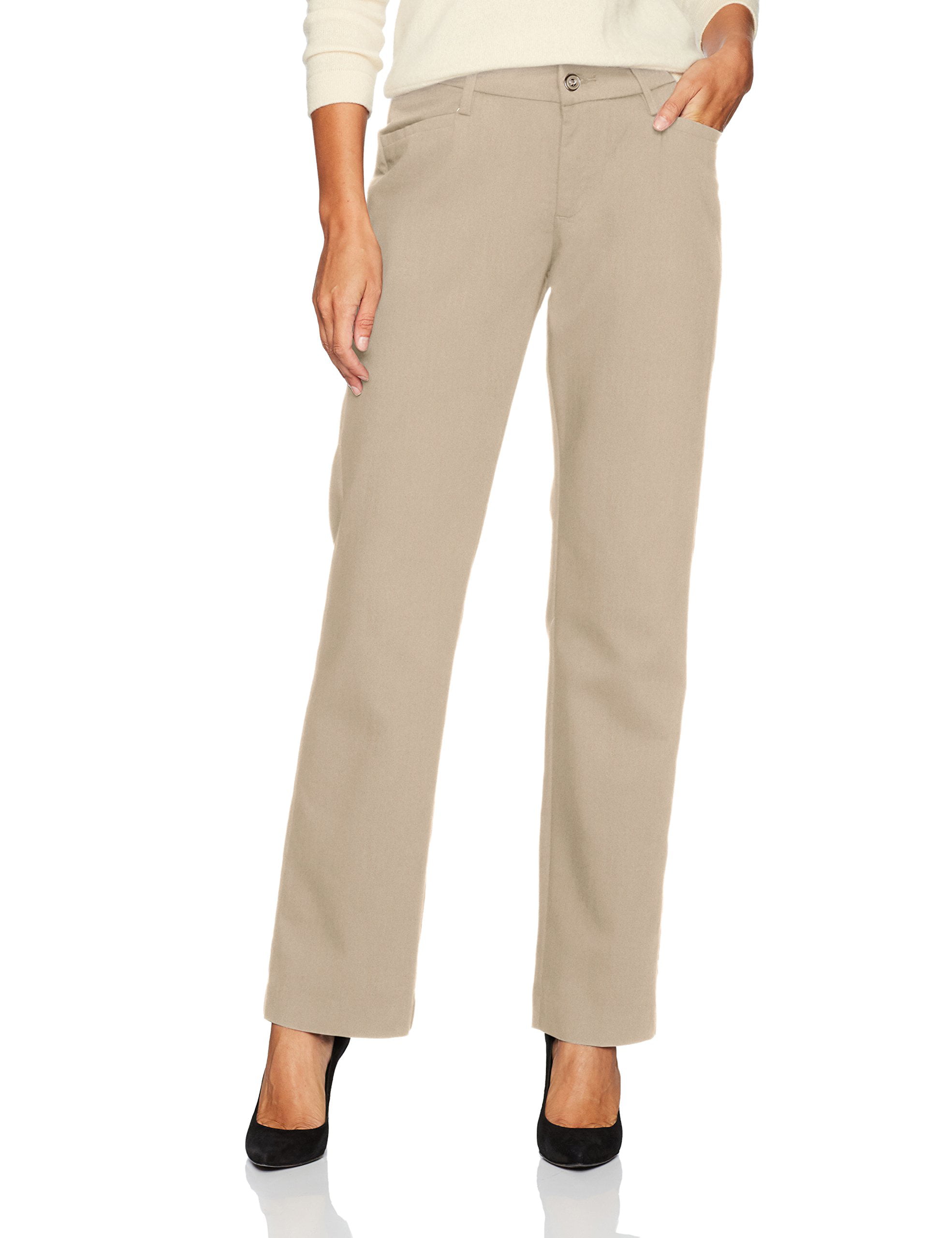 Womens Pants Mid-Rise Button Front Dress Stretch 6 - Walmart.com ...
