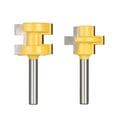 thumbnail image 1 of Amdohai 2PCS Mini 1/4" Shank Tongue & Groove Router Bit Set 3 Teeth T-shape Wood Milling Chisel Cutter for Woodworking Tool, 1 of 8