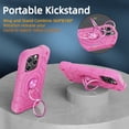 thumbnail image 2 of ELEHOLD Heavy Duty Rugged Case for iPhone 15 Pro Max Foldable Ring Holder Kickstand Case, Hybrid Tri-Layers Military Grade Shockproof Protection Cover for iPhone 15 Pro Max,Pink, 2 of 5
