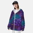thumbnail image 3 of Fotbe Purple and Green Glitter Chaqueta con Protección Solar UPF 50+ para Hombre y Mujer, Camisa con Capucha y Bolsillos-3X-Large, 3 of 7