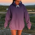 thumbnail image 2 of Oversized Trendy Hoodies for Women with Pocket Striped Long Sleeve Hooded Pullover Sweatshirt Fall Winter Tops (L, Purple-Gradient), 2 of 4