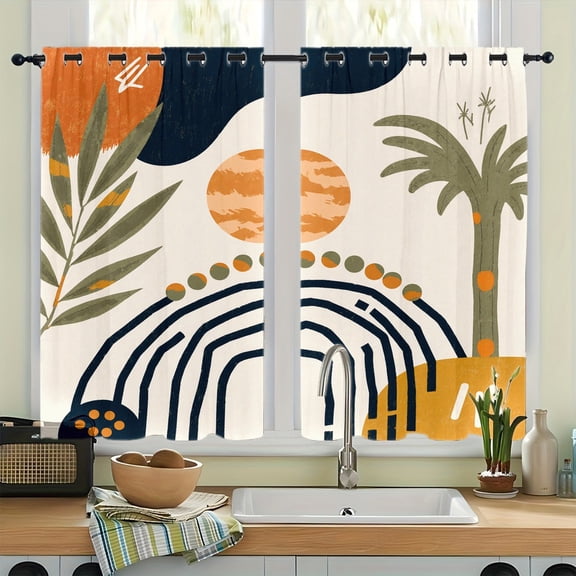 WNOOHIY Abstract Botanical Print Grommet Blackout Curtains, Thermal Insulated Noise‑Reducing Room Darkening Curtain Drapes for Bedroom Living Room, 2Pcs
