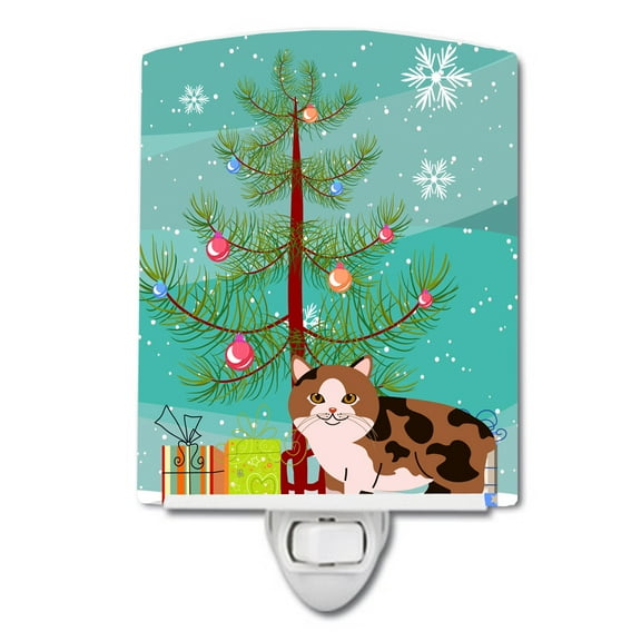 Caroline's Treasures BB4424CNL Manx Cat Merry Christmas Tree Ceramic Night Light, 6x4x3", multicolor