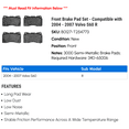 thumbnail image 2 of Front Brake Pad Set - Compatible with 2004 - 2007 Volvo S60 R 2005 2006, 2 of 2