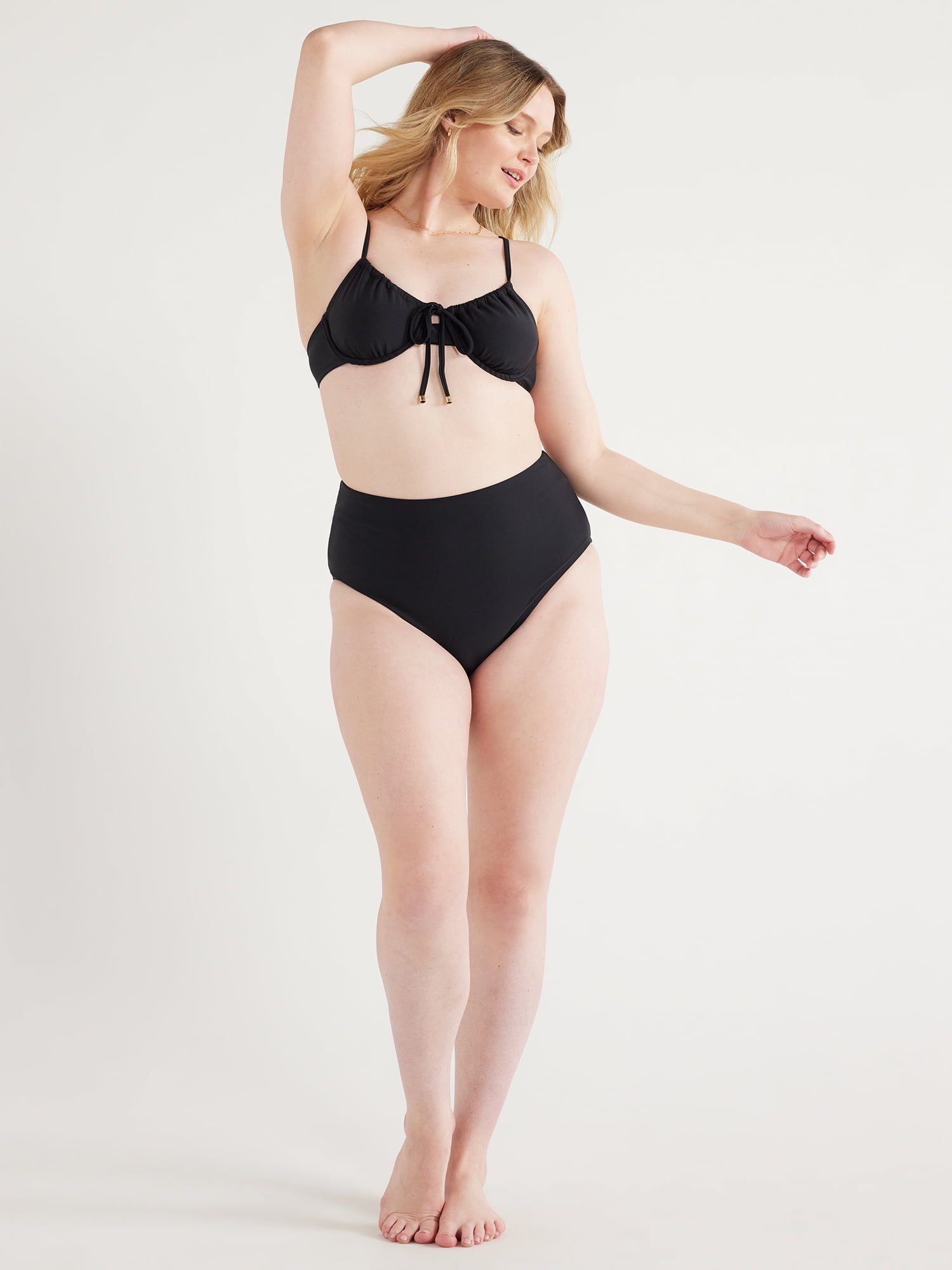 threetimes ♥ Yogurt bikini bottom /追跡付 Time & Tru Women's High Waist Mesh Bikini Bottom, Sizes S-3X