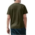 thumbnail image 2 of Camisas Elvqul para Hombre Verde del Ejército Casuales de Color Sólido Manga Corta Cuello Redondo Botones, 2 of 7