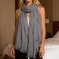 thumbnail image 2 of GPOECD Solid Color Long Scarf for Soft Breathable Versatile Fashion Wrap Shawl Elegant Daily Wear Neck Scarf for Women with Lightweight Z11-Grey,One Size, 2 of 5