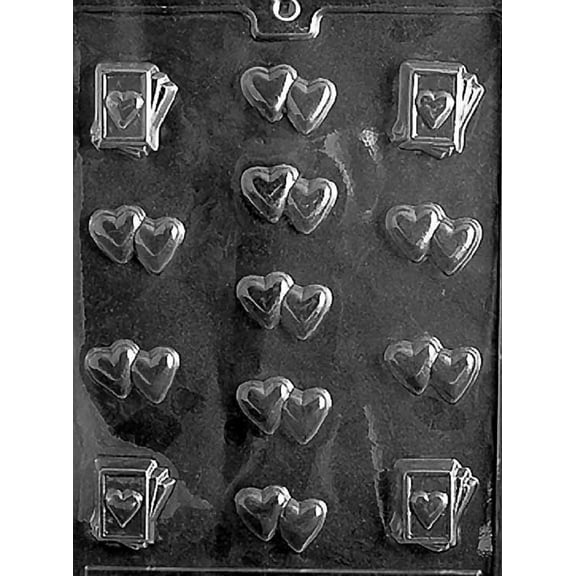 Grandmama's Goodies Valentine's Day V007 Double Heart Assortment Chocolate Candy Soap Mold with Exclusive Molding Instructions