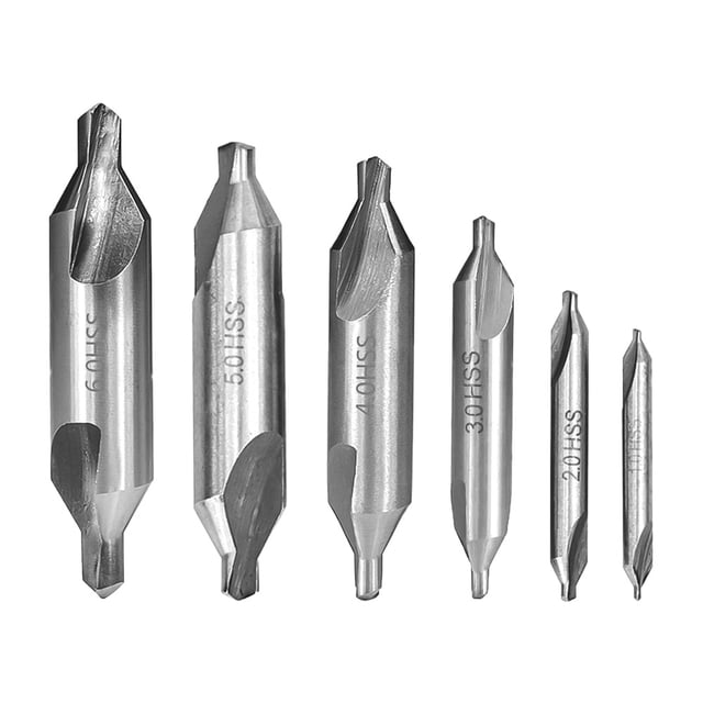 Kit de 6 brocas de centro HSS, herramienta de fresado de torno avellanado