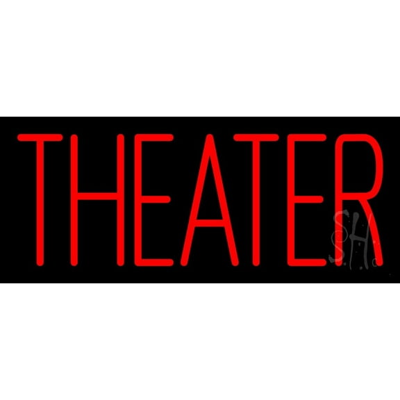 Red Theater Block LED Neon Sign 10" Tall x 24" Wide - inches Black Square Cut Acrylic Backing, with Dimmer - Premium built indoor Sign for Theater.