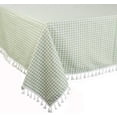 thumbnail image 2 of Fennco Styles Gingham Check Tassel Cotton Blend 55 x 80 Inch Tablecloth - Green Table Cover for Banquets, Holiday, Special Events, Outdoor and Home Décor, 2 of 4