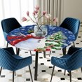 thumbnail image 3 of Round Fitted Tablecloth with Elastic Edge, Navy Blue Christmas Waterproof Table Cloth Table Cover for 45"-54" Tables, Snowman Xmas Tree Ball Gifts Winter Tablecloths for Dining Picnic Party Outdoor, 3 of 9