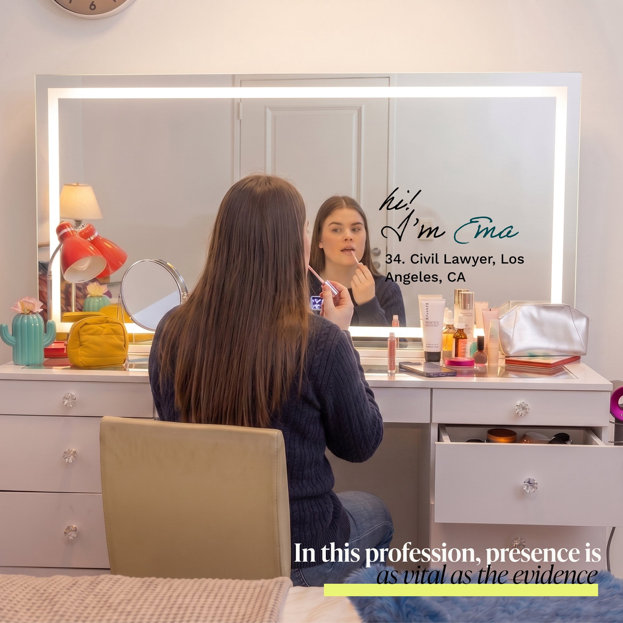 Boahaus Elara Extra Large Vanity Desk with Mirror and Lights – 11 Drawer Makeup Vanity Table with Storage, Power Outlet and Built-In Speakers