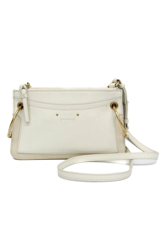 Pre-Owned Chlo Roy CHC18UP021H1Z214 Women's Leather,Suede Shoulder Bag White (Good)