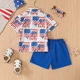 thumbnail image 5 of Xudanell 4th of July Baby Boy Outfit Button Short Sleeve Fashionable Independence Day Print Shirt Shorts Set Clothes for Boys Blue 3-4 Years, 5 of 5