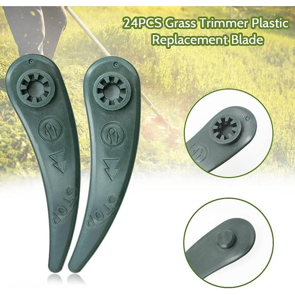 Replacement Grass Strimmer Blades, 24 Pack Bosch Edger Blade For Bosch Durablade Art 23-18 Li Art 26-18 Li Trimmer, Green
