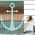 thumbnail image 2 of Juegos de cortina de ducha de anclaje náutico de 4 piezas con alfombras, cortinas de baño con alfombra antideslizante, tapa de inodoro, alfombra de baño y 12 ganchos de 72x72 pulgadas Feliz Sencillez, 2 of 4