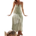 thumbnail image 2 of Women Elegant Halter Maxi Dress Solid Sleeveless Backless Tie-Up Neck Long Dress Summer Beach Party Going Out Dresses, 2 of 7